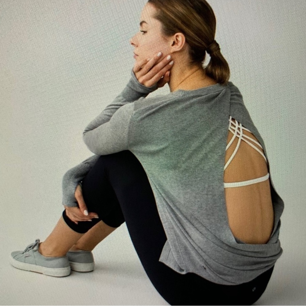 lululemon athletica Open-Back Scoop Neck Sweater in Heather Gray